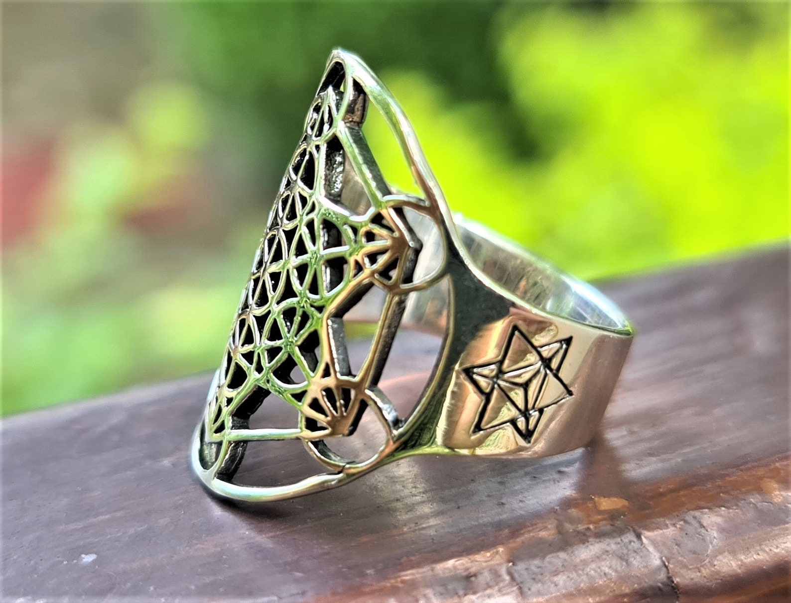 Metatron Cube Ring STERLING SILVER 925 Sacred Geometry Etsy