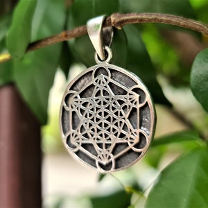 Metatron Cube Pendant STERLING SILVER 925 Sacred Geometry Archangel Metatron Fruit of Life Spiritual Talisman Amulet