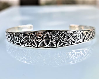 Waldeck Jewelry Heavy 20.5g Sterling Silver Celtic Endless Knot Cuff Bracelet – 925 Solid, Adjustable