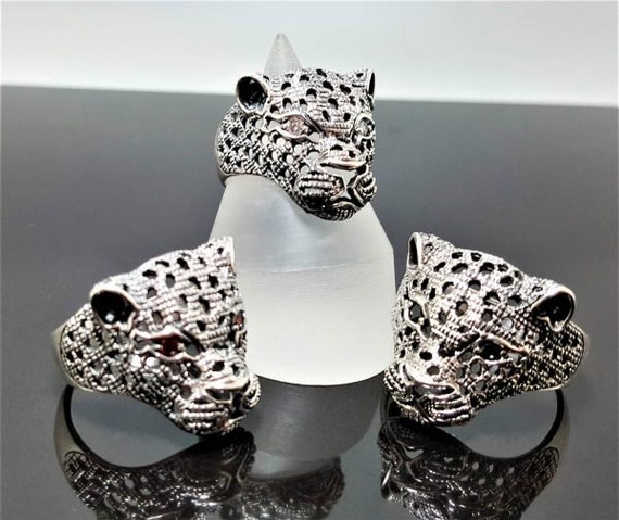 Panther Ring Sterling Silver - Leopard Design With Green Spinel & Cubic Zirconia, 925 Silver, Rose Gold Plated - View #12
