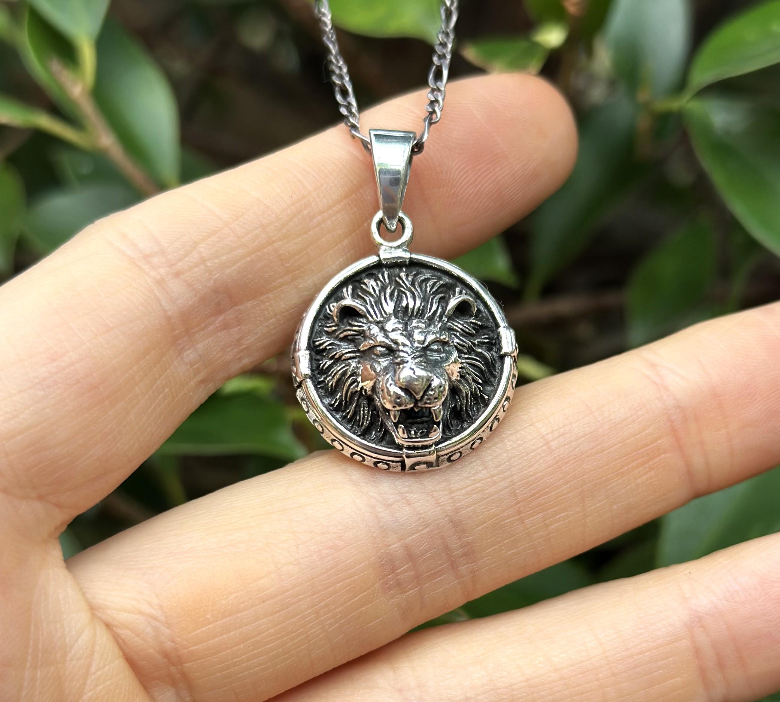 Lion Head Pendant 925 STERLING SILVER Lion King Royal Symbol of