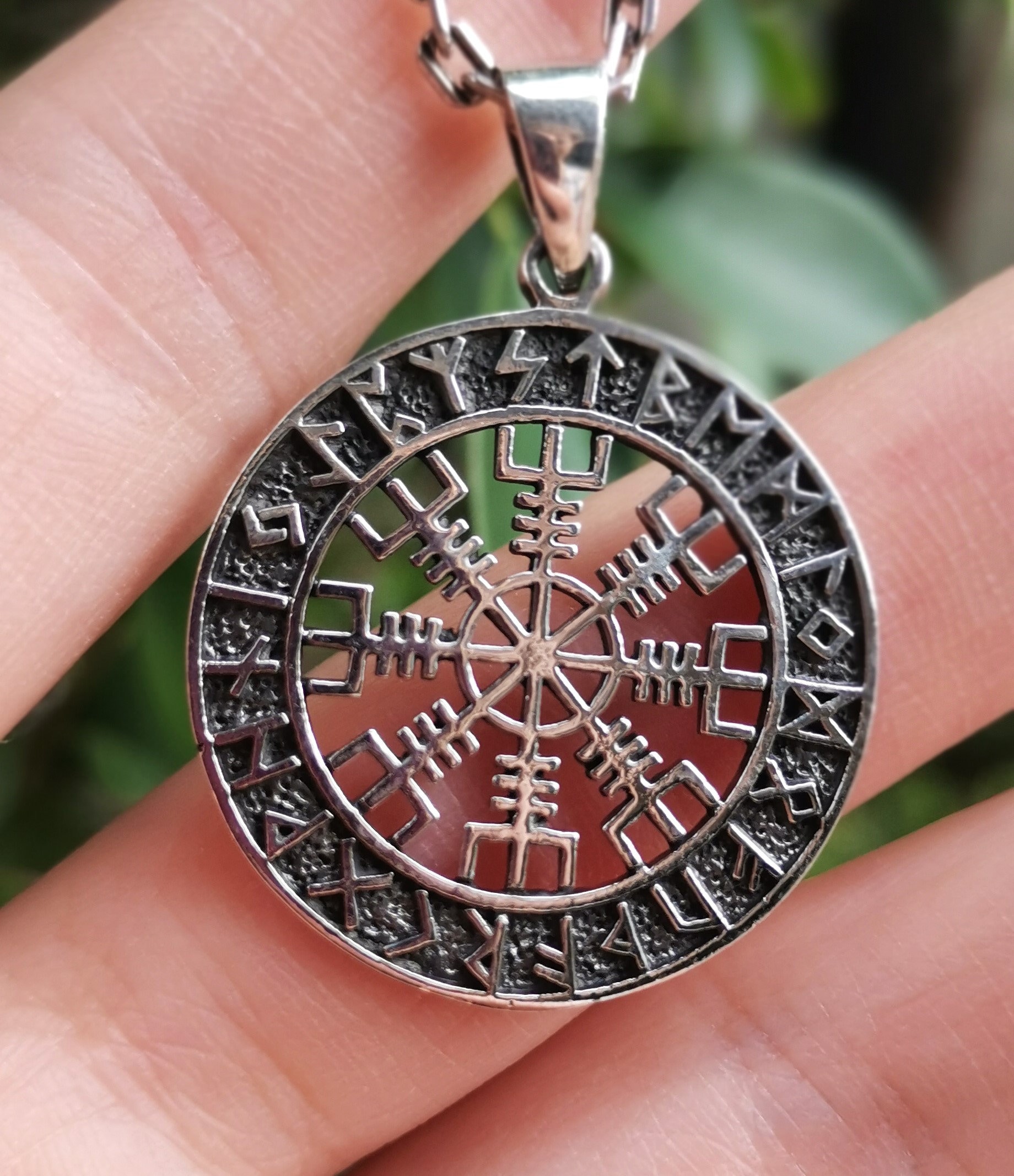 HELM OF AWE Pendant 925 Sterling Silver Icelandic Magical Stave