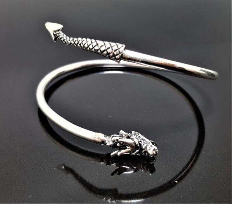 Ouroboros Bracelet STERLING SILVER 925 Dragon eating Tail Ancient Symbol Talisman Amulet Good Luck image 6