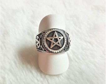 925 Sterling Silver Ring Talisman Pentagram Star Infinity Sacred Symbols Protective Amulet Exclusive Gift