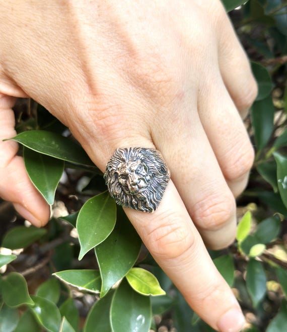 Lion Ring 925 STERLING SILVER Massive LION Head Royal Power Leo