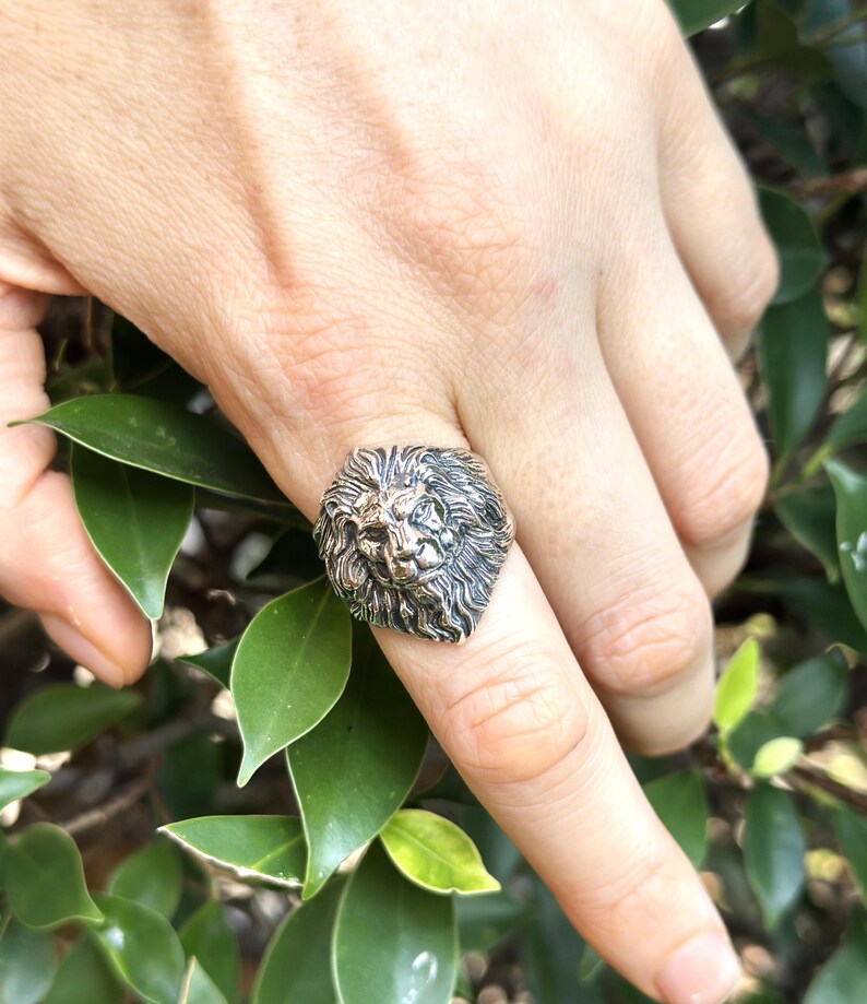 Lion Ring 925 STERLING SILVER Massive LION Head Royal Power Leo Lion King Royal Talisman image 20