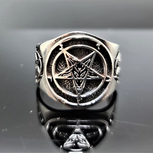 Sigil of Baphomet Inverted Pentagram Ring 925 Sterling Silver - Etsy