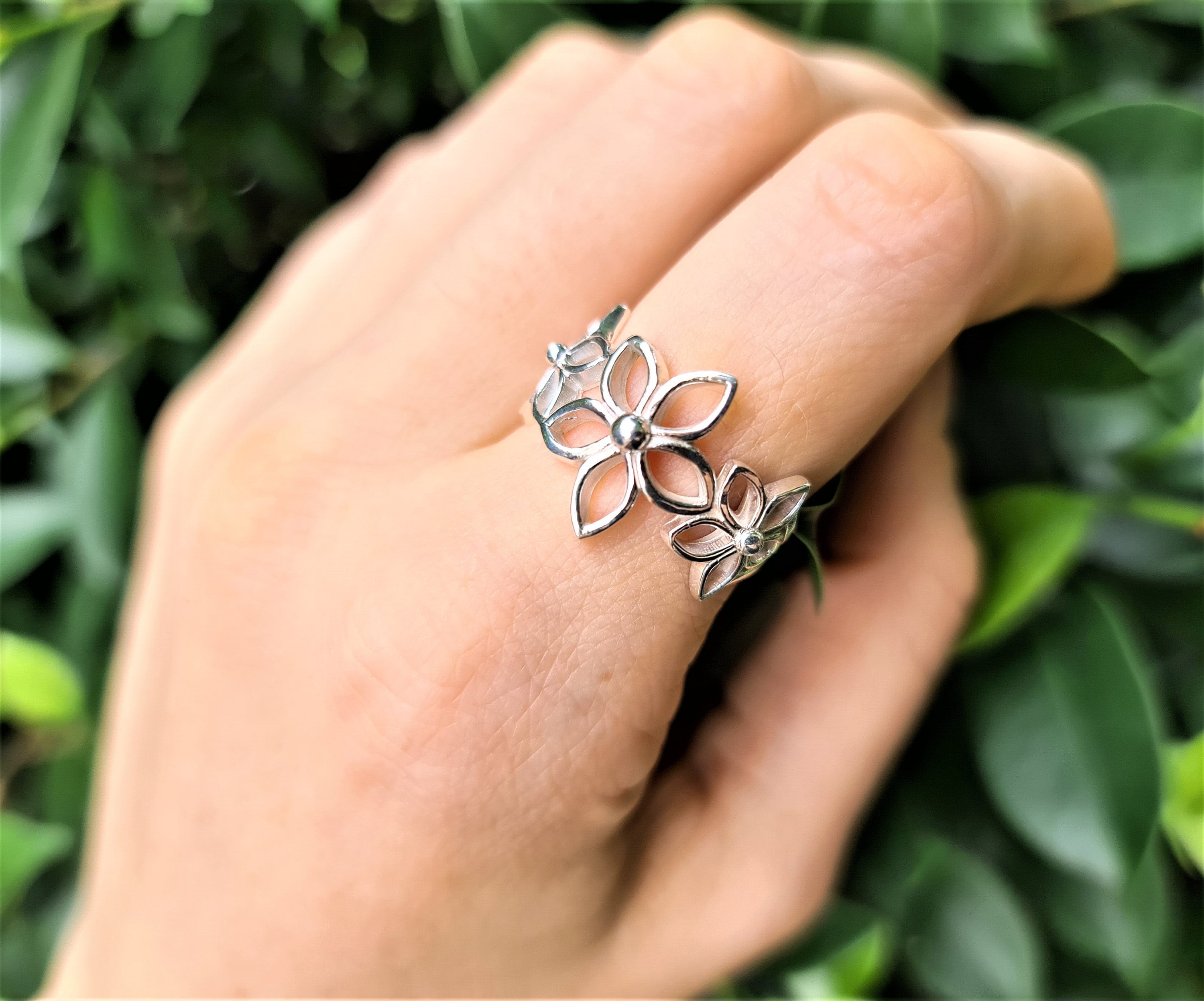 925スターリングシルバー 花形リング フラワーリング スターリングシルバー 925 花柄 限定デザイン