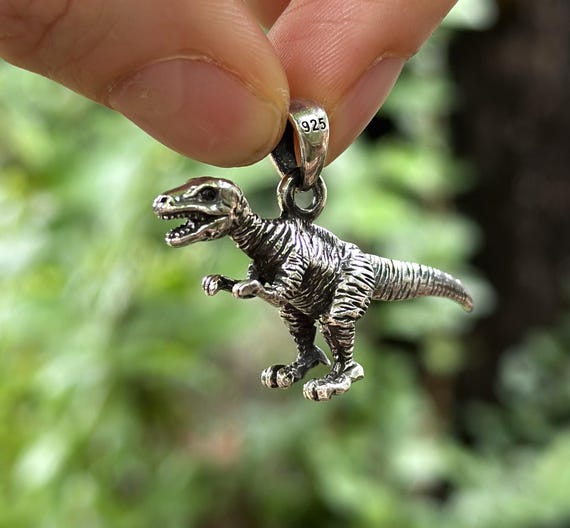Dinosaur Pendant STERLING SILVER 925 Tyrannosaurus Rex T-rex Black