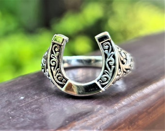 Horse Shoe Ring STERLING SILVER 925 Lucky Horseshoe Good Luck Talisman