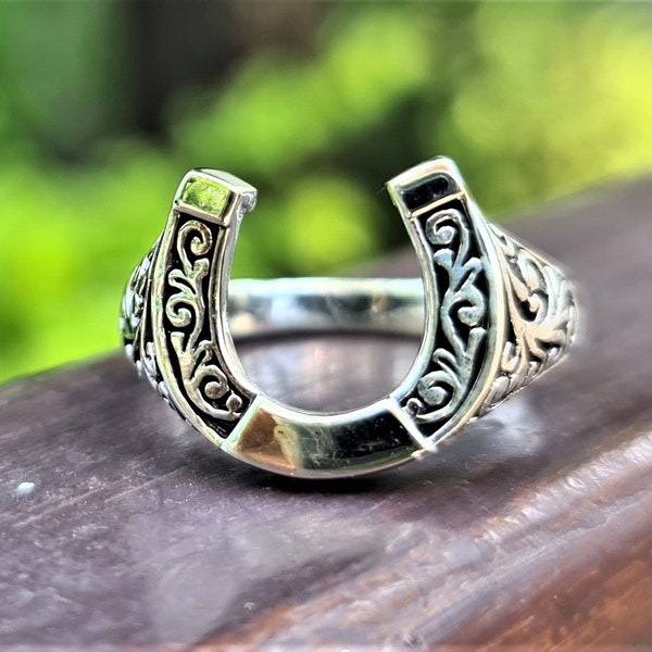 Anillo de herradura PLATA DE LEY 925 Herradura de la suerte Talismán de buena suerte