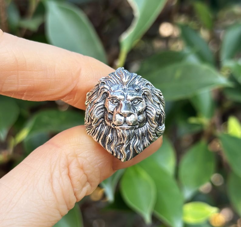 Lion Ring 925 STERLING SILVER Massive LION Head Royal Power Leo Lion King Royal Talisman image 2
