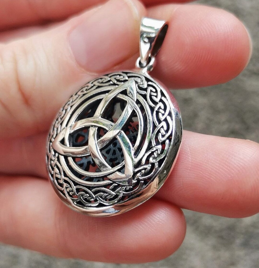 Pendentif Celtique Triquetra Trinity Knot – Argenté, Sur Cordon Réglable 85cm