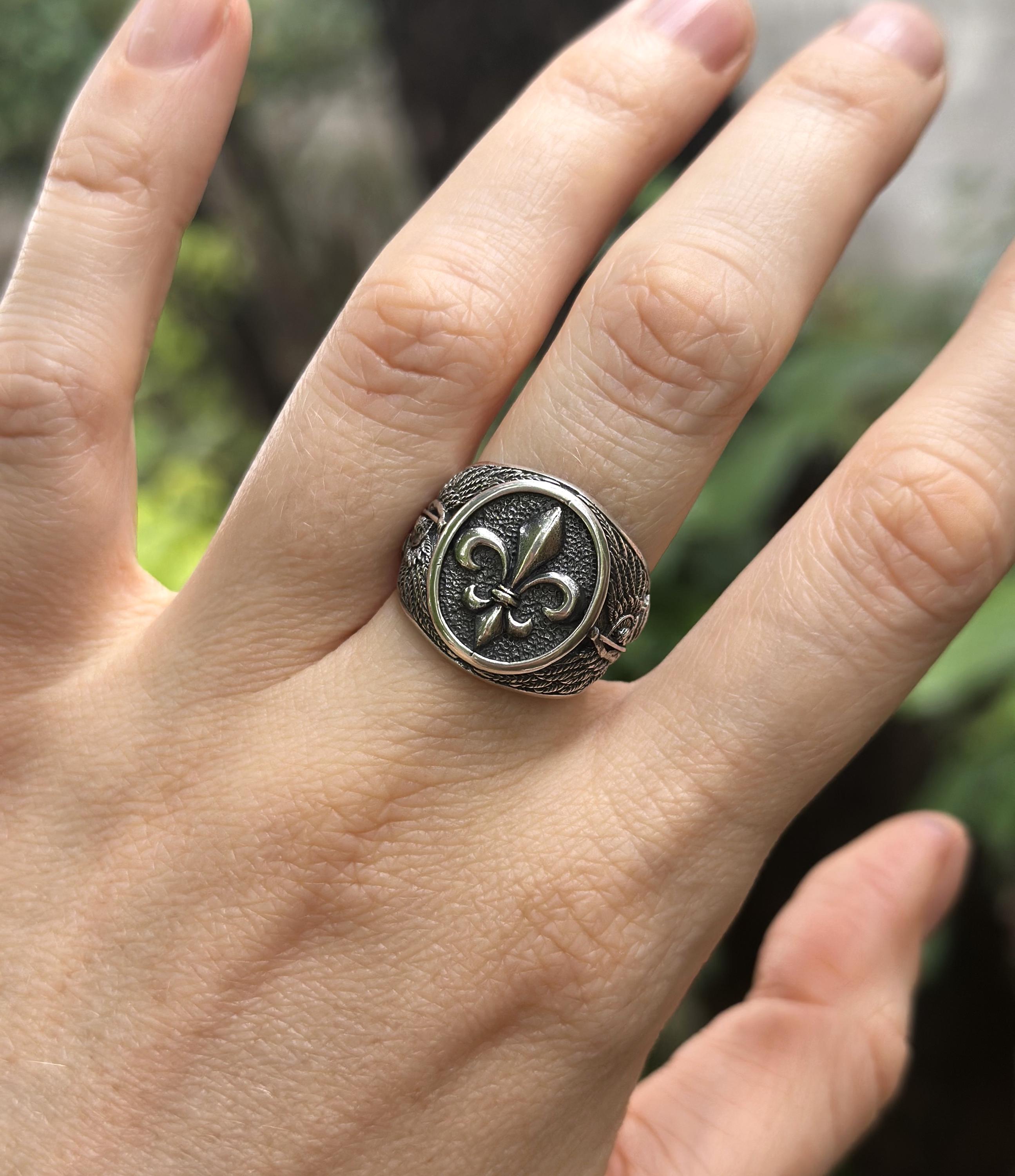 Fleur De Lis Ring 925 STERLING SILVER Royal Lily Archangel Michael