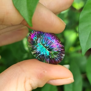 Large Mystic Topaz Genuine Loose Gemstones Multi Color 18×25 mm OVAL Concave Cut Stone Faceted Precious EXCLUSIVE One of a kind