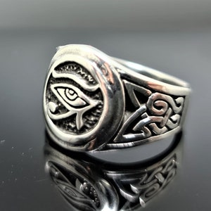 Eye of Horus Ring STERLING SILVER 925 Ancient Egyptian Symbol Celtic Ornament Sacred Symbol Talisman Amulet