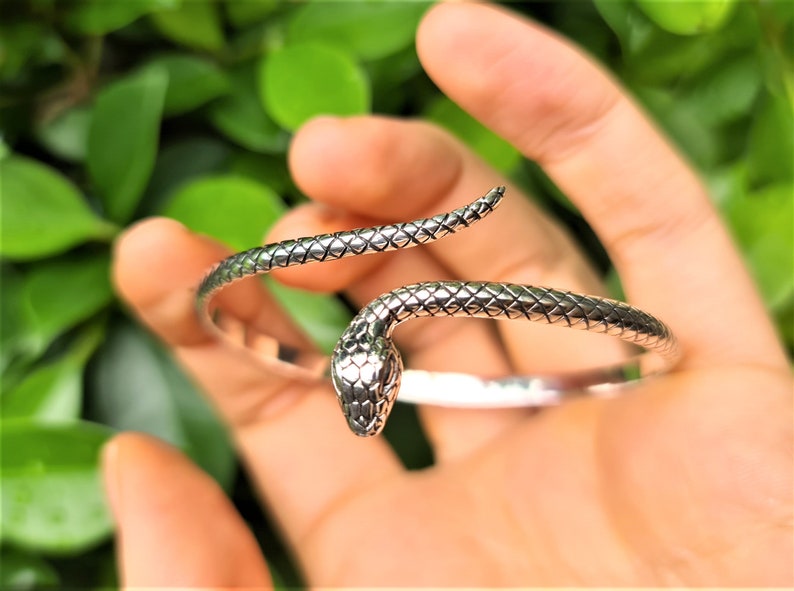 Snake Bangle STERLING SILVER 925 Snake Bracelet Cleopatra Etsy
