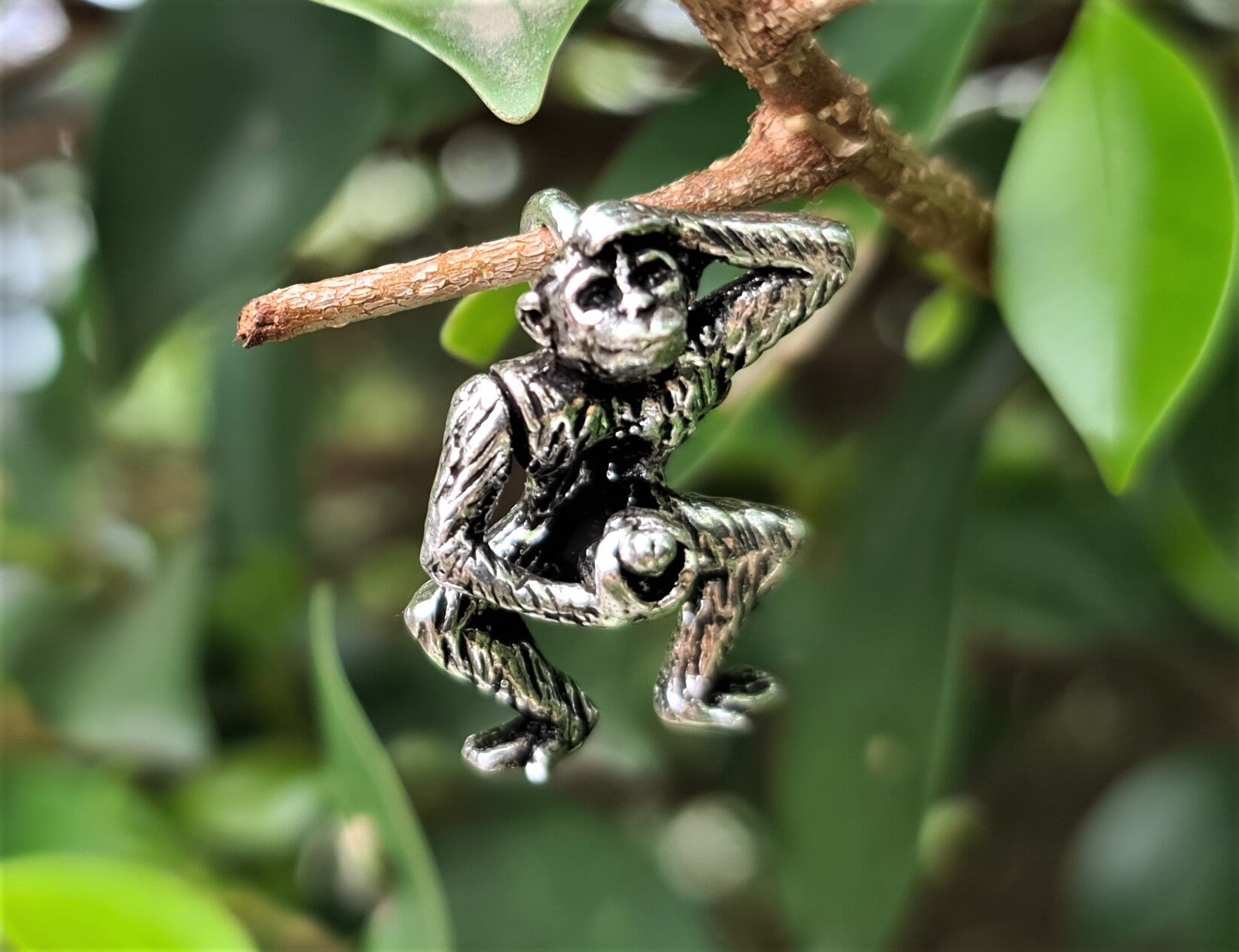 925 Sterling Silver Cute Animal Heart CZ Wise Monkey Hold