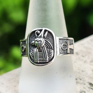 Horus Ring 925 Sterling Silver God of Egypt Falcon Egyptian Ankh Sacred Symbol Ancient Egypt Talisman Amulet