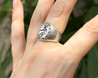 Kokopelli Ring 925 STERLING SILVER Fertility Deity Native American