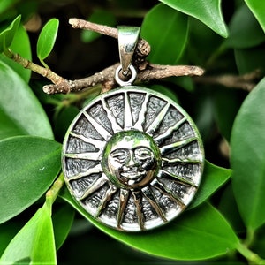 Sun Pendant STERLING SILVER 925 Celestial Divine Talisman Protective Amulet Sacred Symbol Divinity Sun God