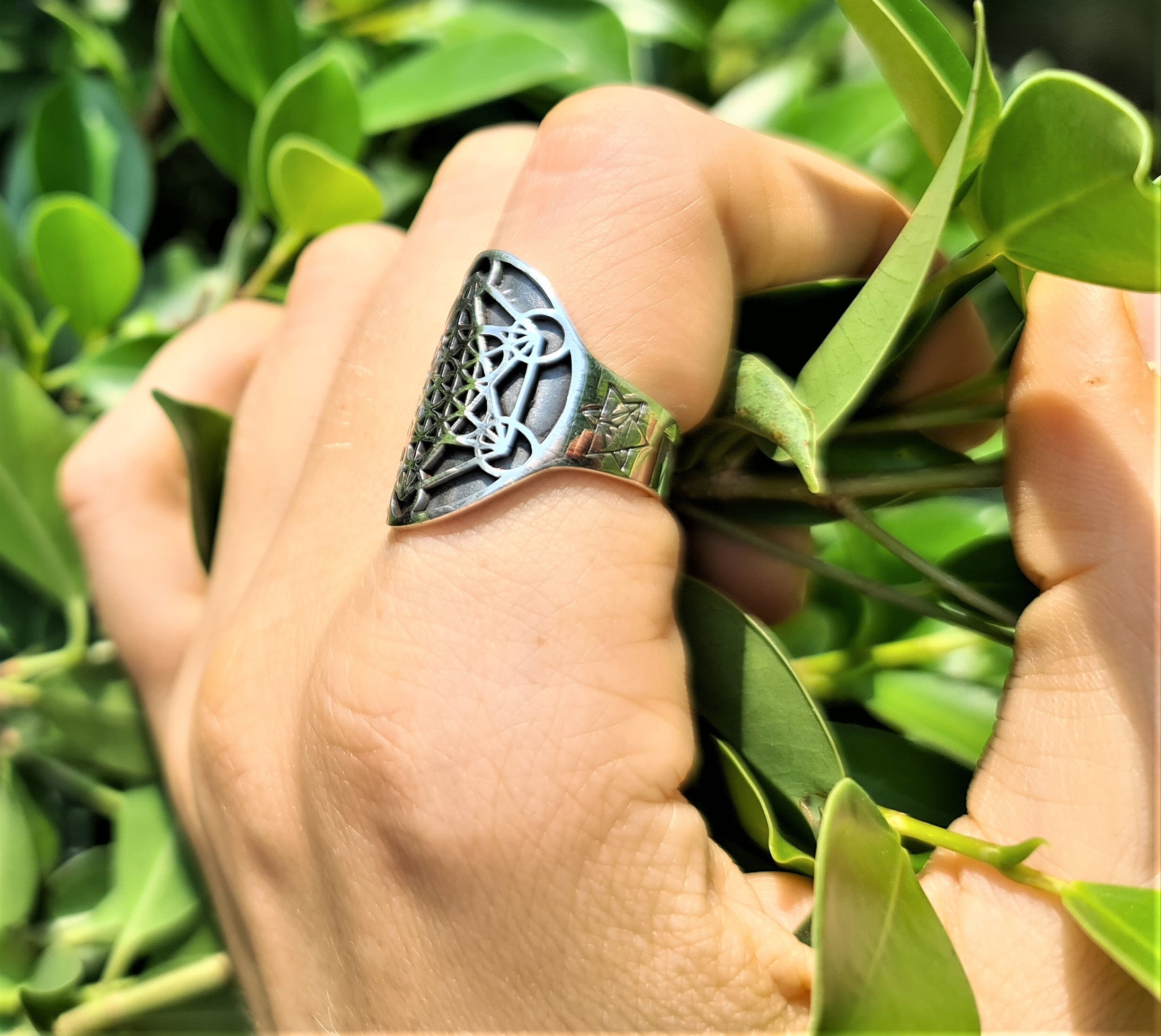 Metatron Cube Ring STERLING SILVER 925 Sacred Geometry Etsy