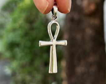 Ankh Pendant 925 Sterling Silver Egyptian Key of Life Cross Sacred Symbol Talisman Amulet Pendant Silver Charm