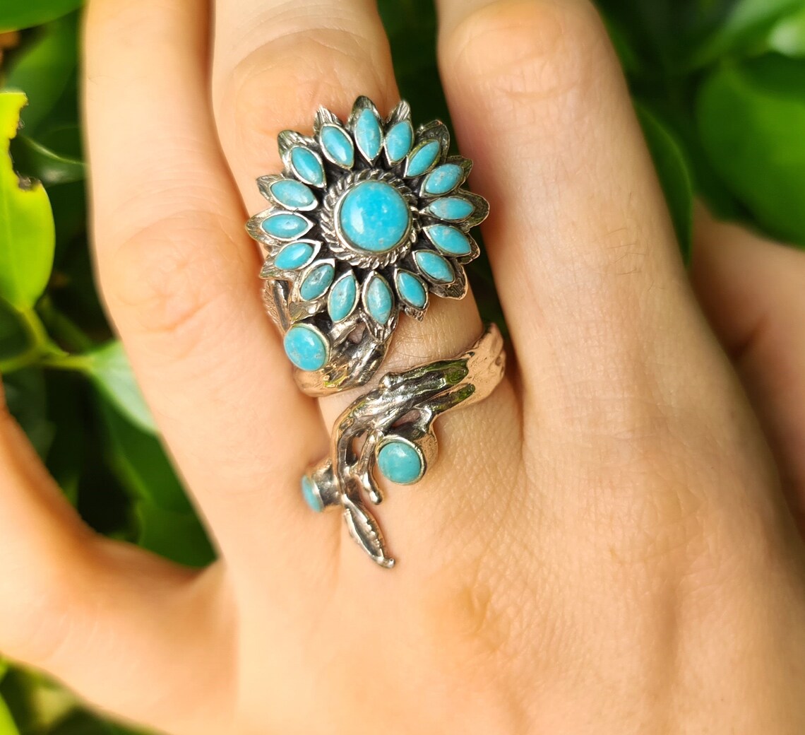 Mini Turquoise Flower Ring
