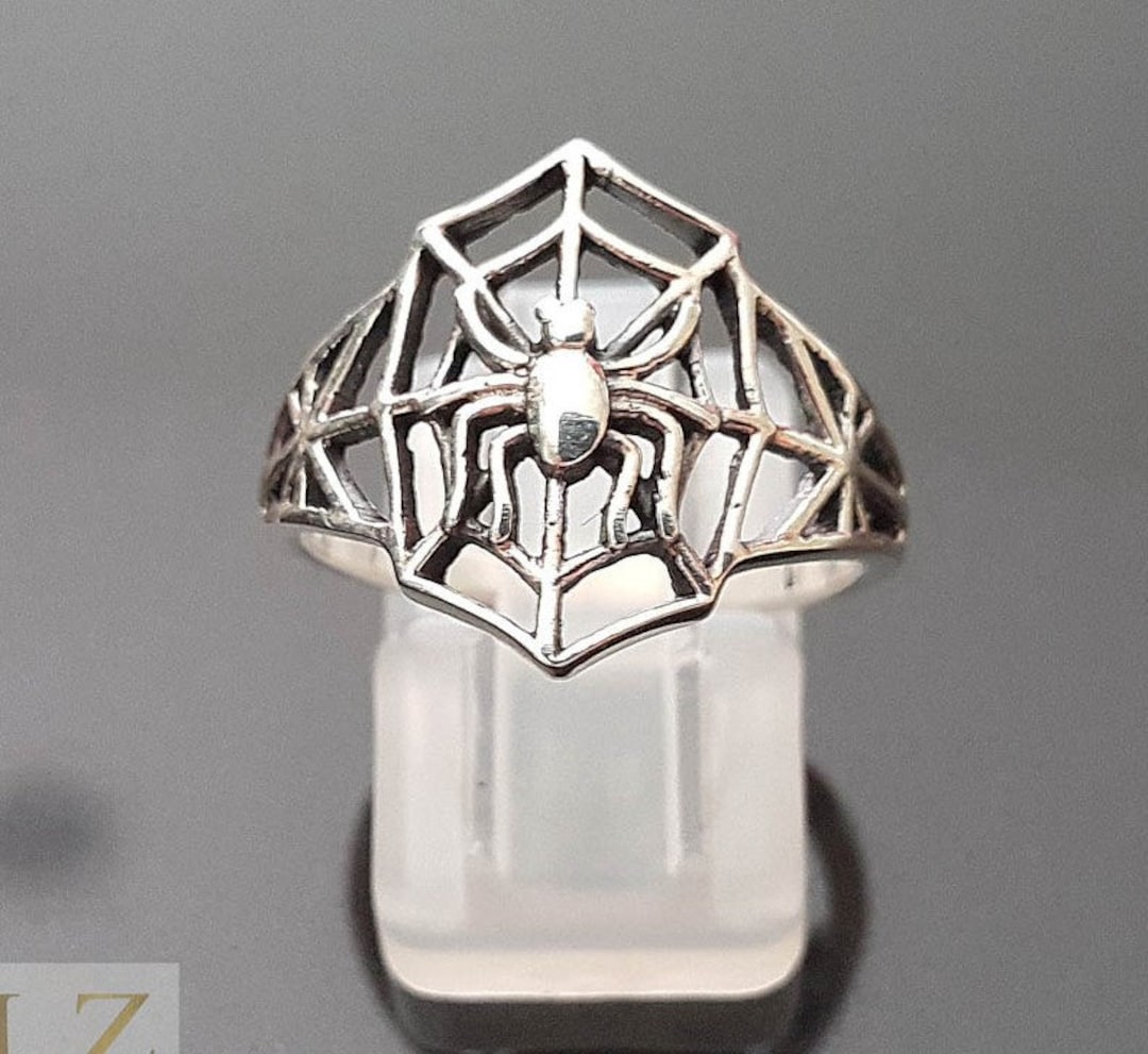 Spider Ring STERLING SILVER 925 Spider Web Black Widow Ring - Etsy