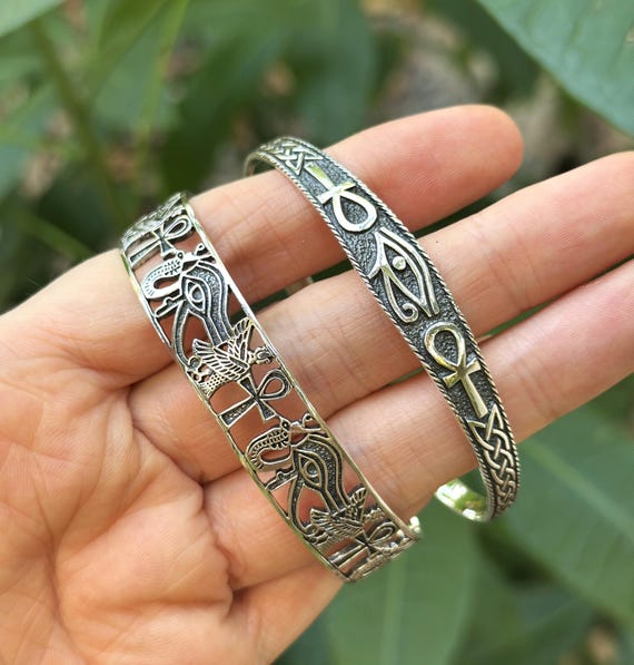 ラーの目 アンク ブレスレット カフ 925 スターリングシルバー 生命の