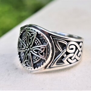 Celtic Cross Ring 925 Sterling Silver Trinity Celtic Knot Sacred Symbol ...
