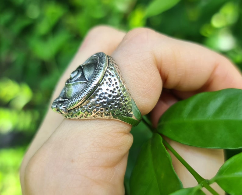 All Seeing Eye Ouroboros Ring STERLING SILVER 925 Snake Eating Tail Talisman Amulet Ancient Symbol Eye of Providence Heavy 20 grams image 3