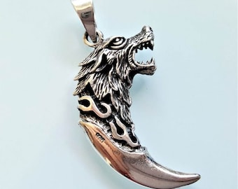 Wolf Fang STERLING SILVER 925 Pendant Wolf Claw Viking Wolf Talisman Amulet Gift for him