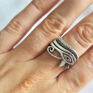 Eye of Horus Sterling Silver 925 Ring Wadjet Ancient Egyptian Talisman Egyptian Symbol of Protection Royal Power