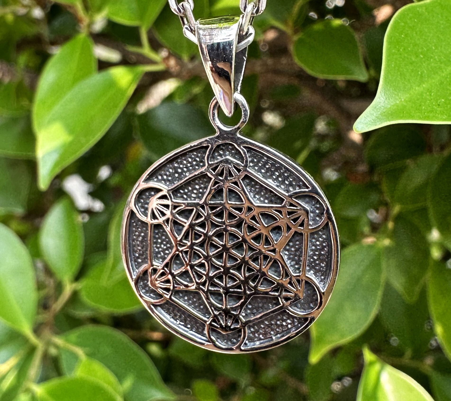 Collier Cube Metatron Argent Sterling 925 - Géométrie Sacrée Sceau Du Métatron Pendentif Homme Femme