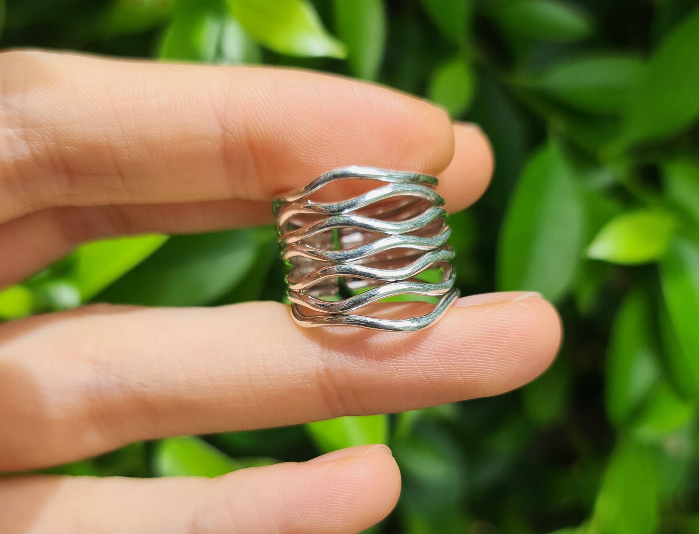 Wavy Lines Ring STERLING SILVER 925 Ring Boho Geometrical Design 