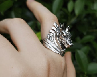 Anubis Ring STERLING SILVER 925 Egyptian God of the dead Jackal-headed God Ancient Egypt Sacred Symbol Talisman Amulet