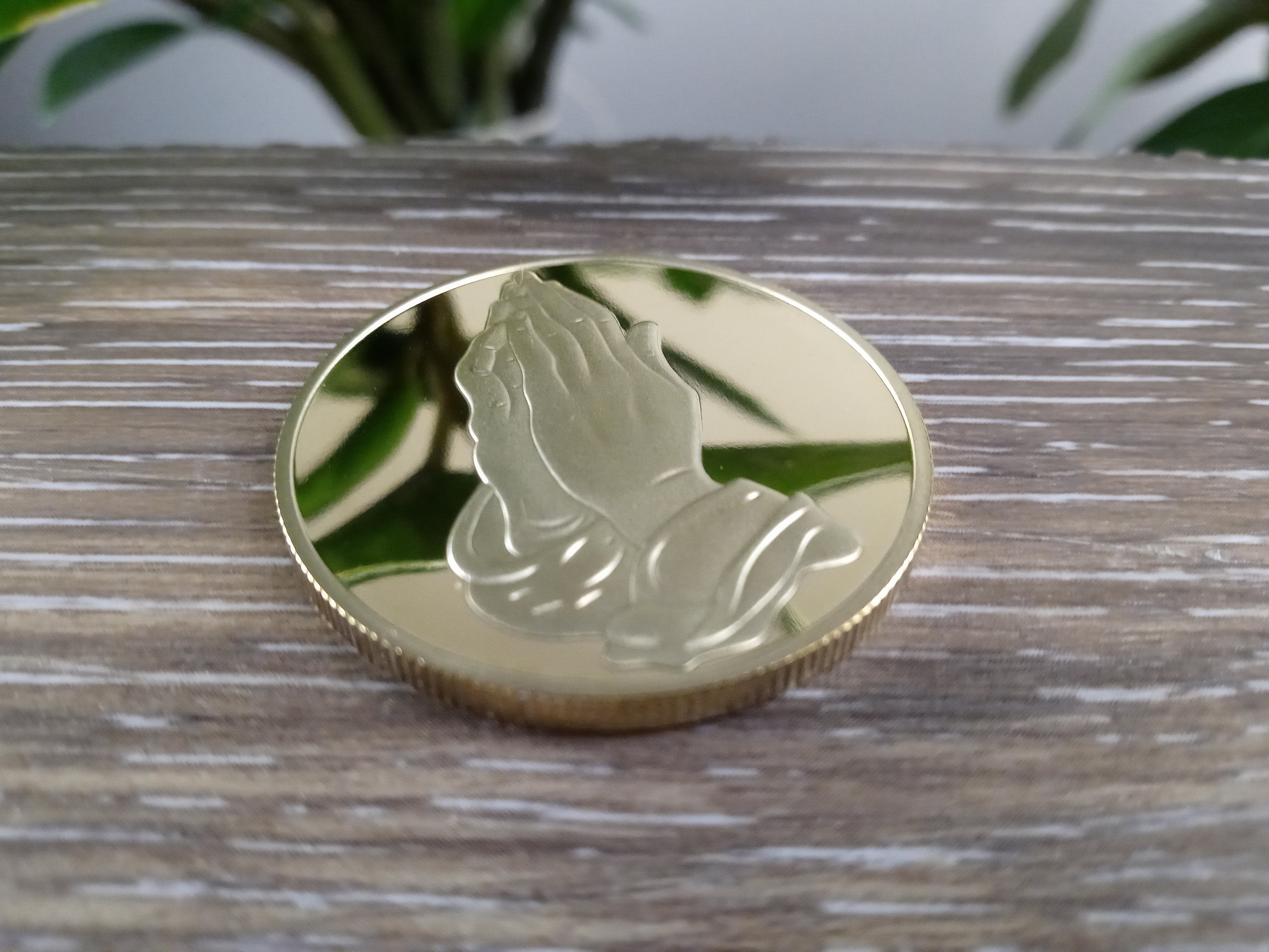 Serenity Prayer Coin Praying Hands Gold Plated Keepsake Etsy