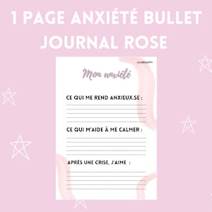 Pianificatore di diario per proiettili di ansia da 1 pagina / stampabile, tracker di ansia per diario minimalista rosa / pianificatore di salute mentale, gestione dell'ansia