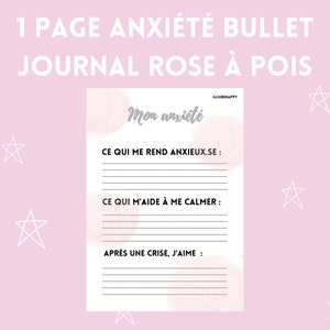 Pianificatore di diario bullet per ansia da 1 pagina / stampabile, tracker di ansia per diario rosa / pianificatore di salute mentale, gestione dell'ansia