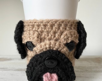 Pug Dog Gifts for Owner, Cup Cozy, Coffee Cosy, Reusable Coffee Sleeve, Cup Sleeve, Pug Lover Gift for Mom, Pug Themed Gifts for Friend