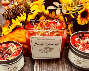 Hearth & Harvest Gratitude and Abundance Candle. Shamanic Blessings. Farmers Market Fragrance. Thanksgiving Harvest Candle.