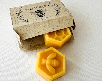 Bloco de tecido de cera de abelha orgânica para trabalhos manuais e reparos, 2 unidades, aproximadamente 20g.
