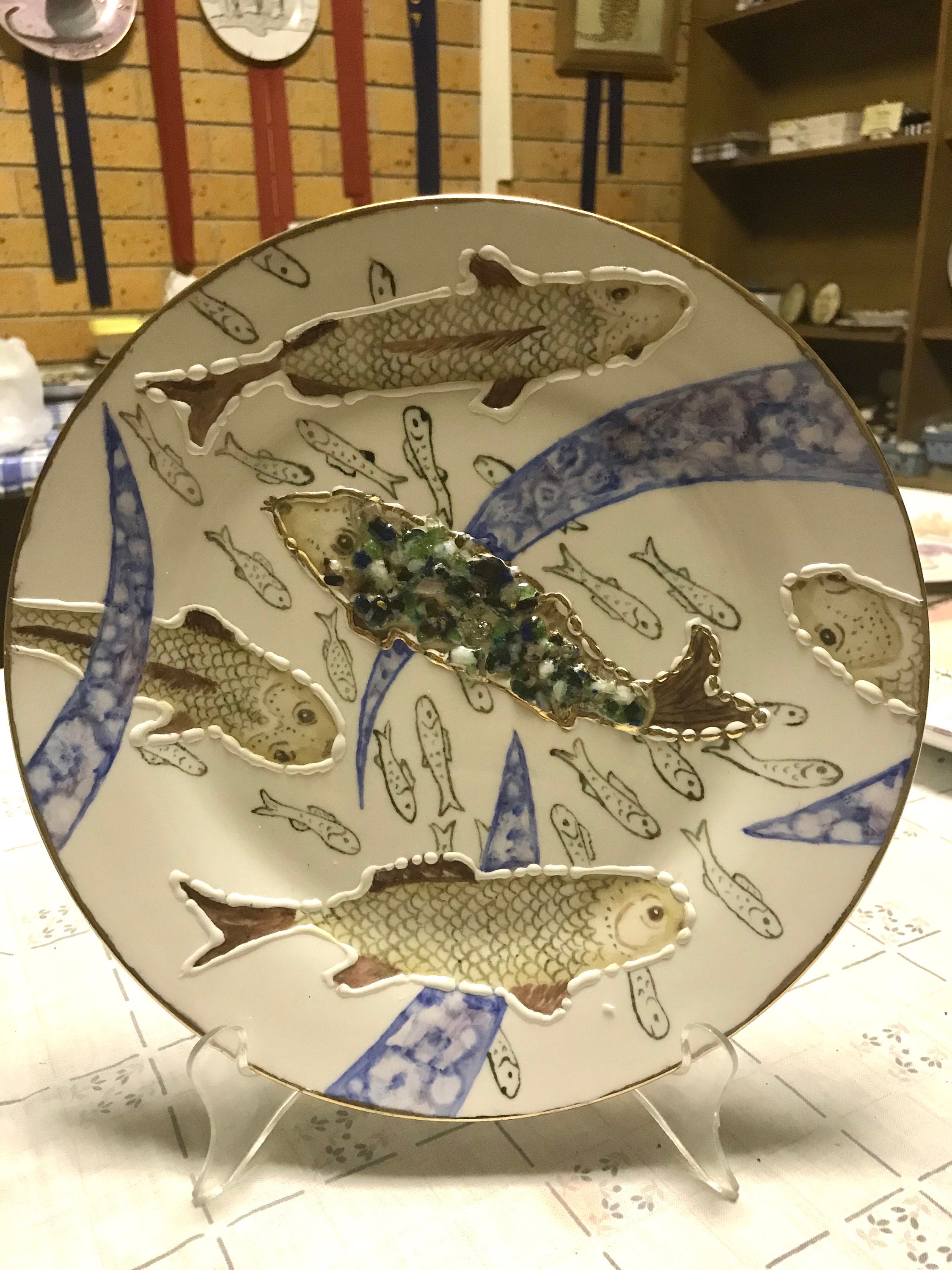 Glass Fish Hand Painted Plate Etsy