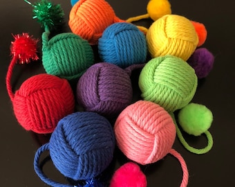 Cotton Yarn Ball Cat Toy with Pom Pom Tail