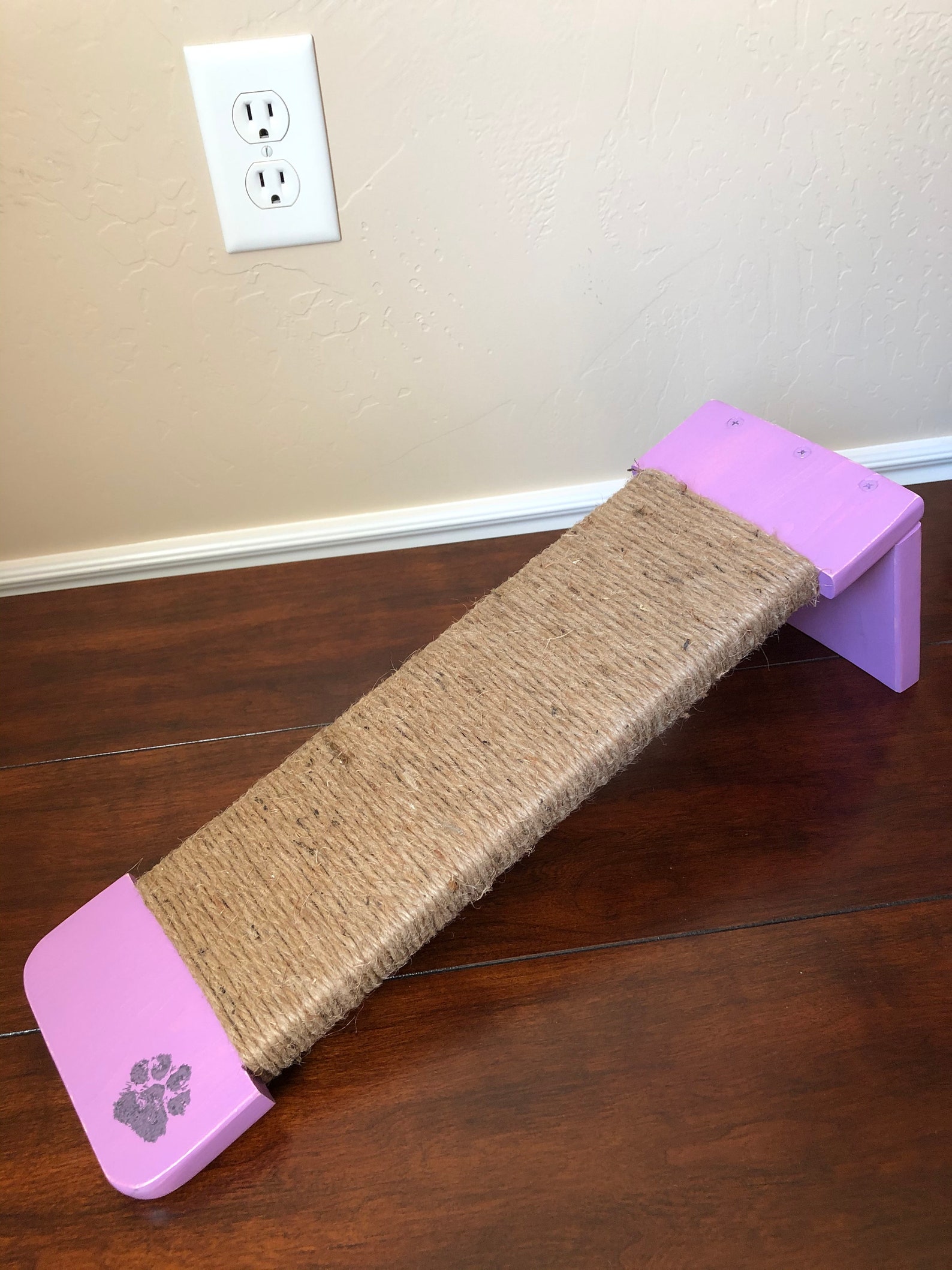 Jute Rope Cat Scratcher Angled Floor Cat Scratcher Wood Cat Etsy