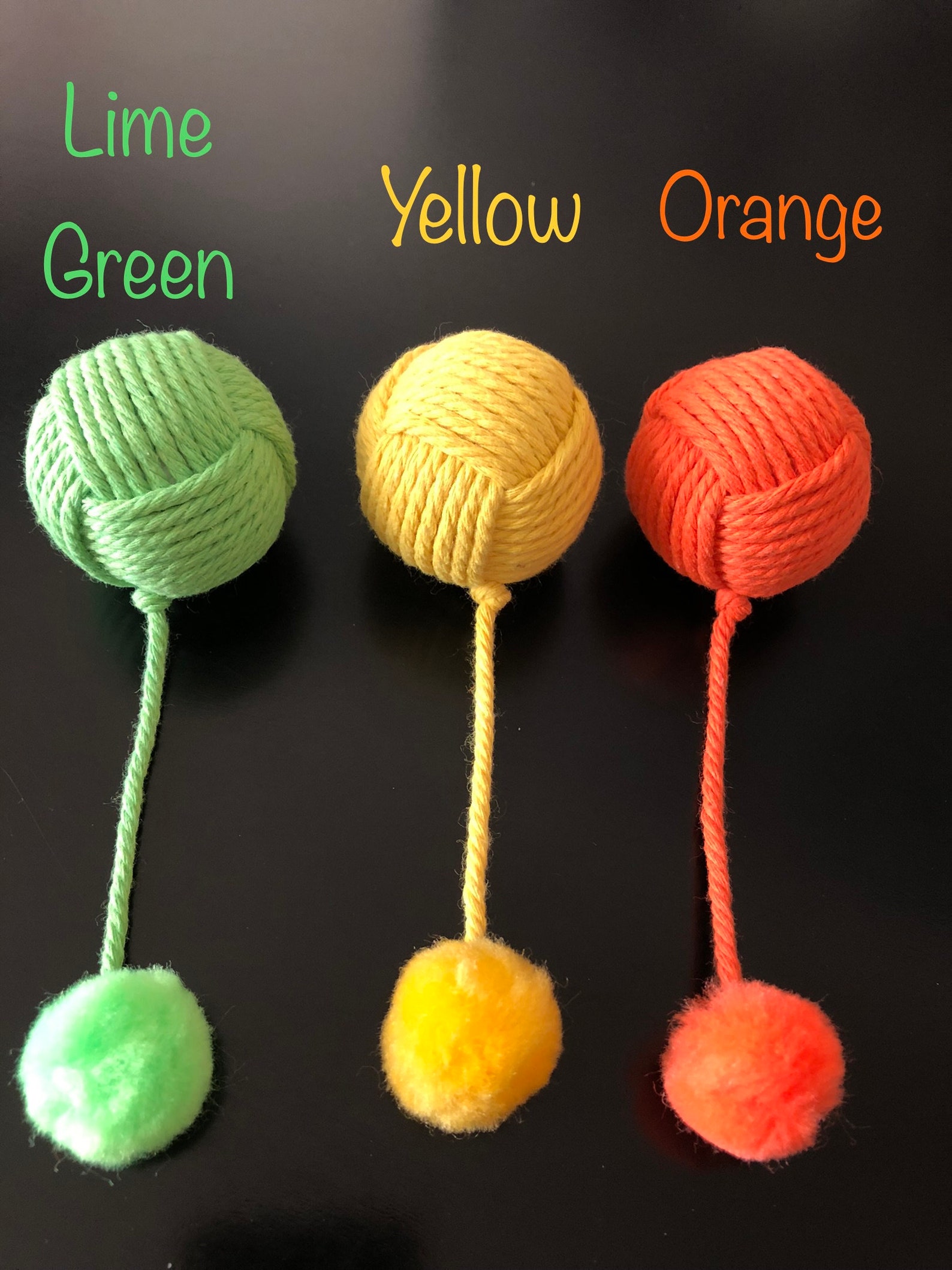 Cat Toy Yarn Ball W/pom Pom Tail, 100 Cotton Cat Toy, Yarn Cat Toys