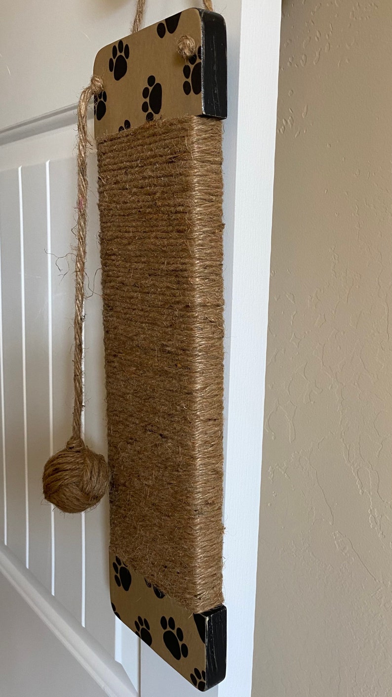 Jute Rope Cat Scratcher, Hanging Cat Scratcher, Wood Cat Scratcher, Cat