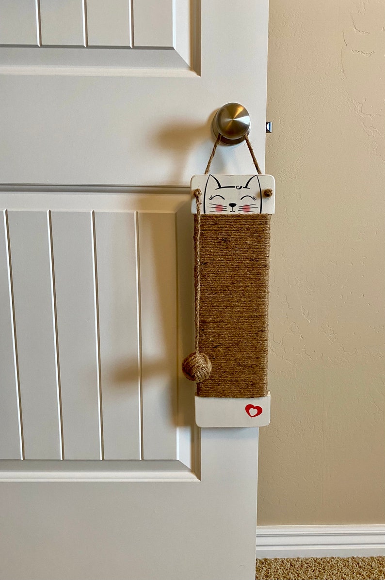 Jute Rope Cat Scratcher Hanging Cat Scratcher Wood Cat Etsy