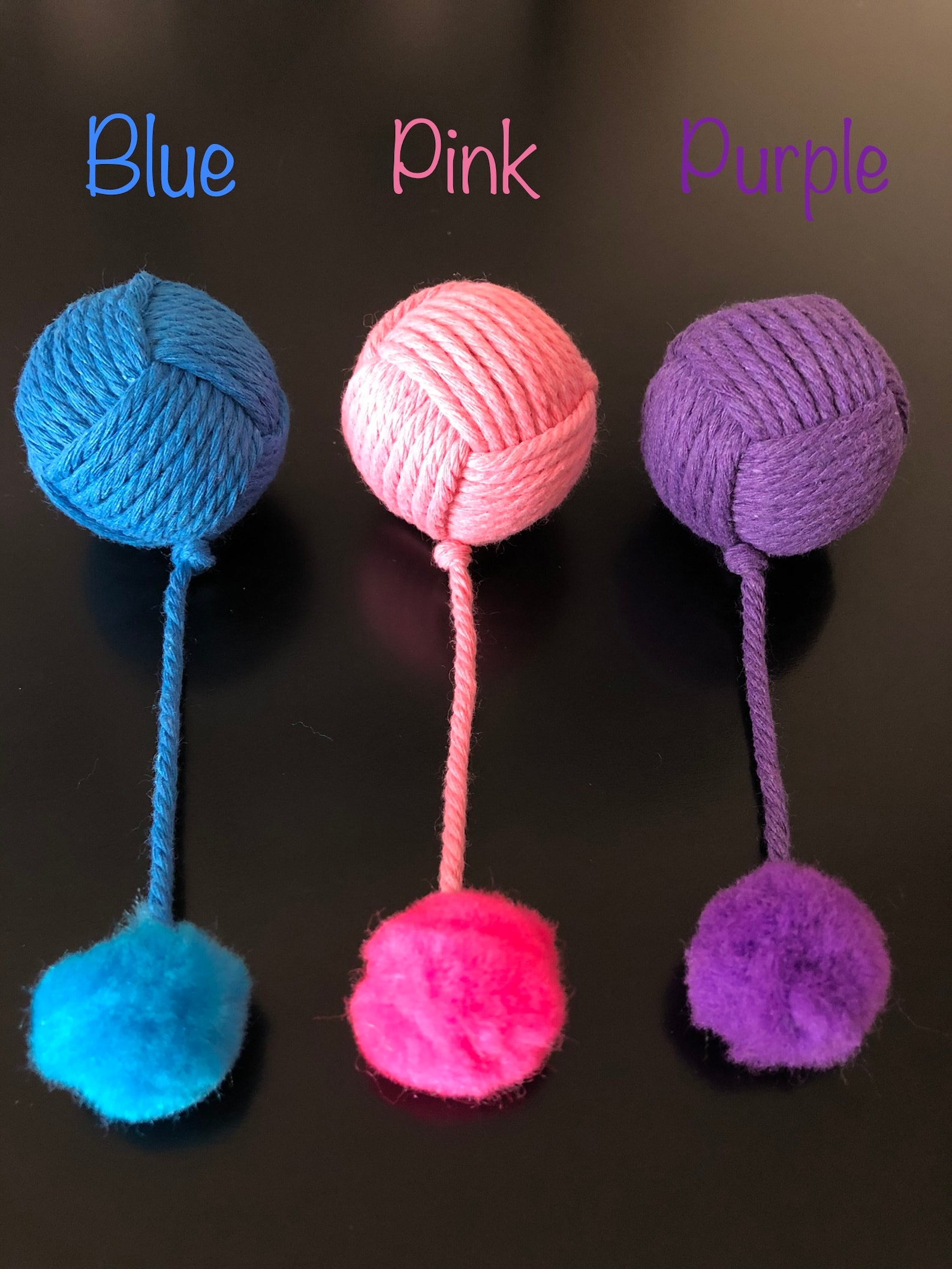 Cat Toy Yarn Ball W/pom Pom Tail, 100 Cotton Cat Toy, Yarn Cat Toys